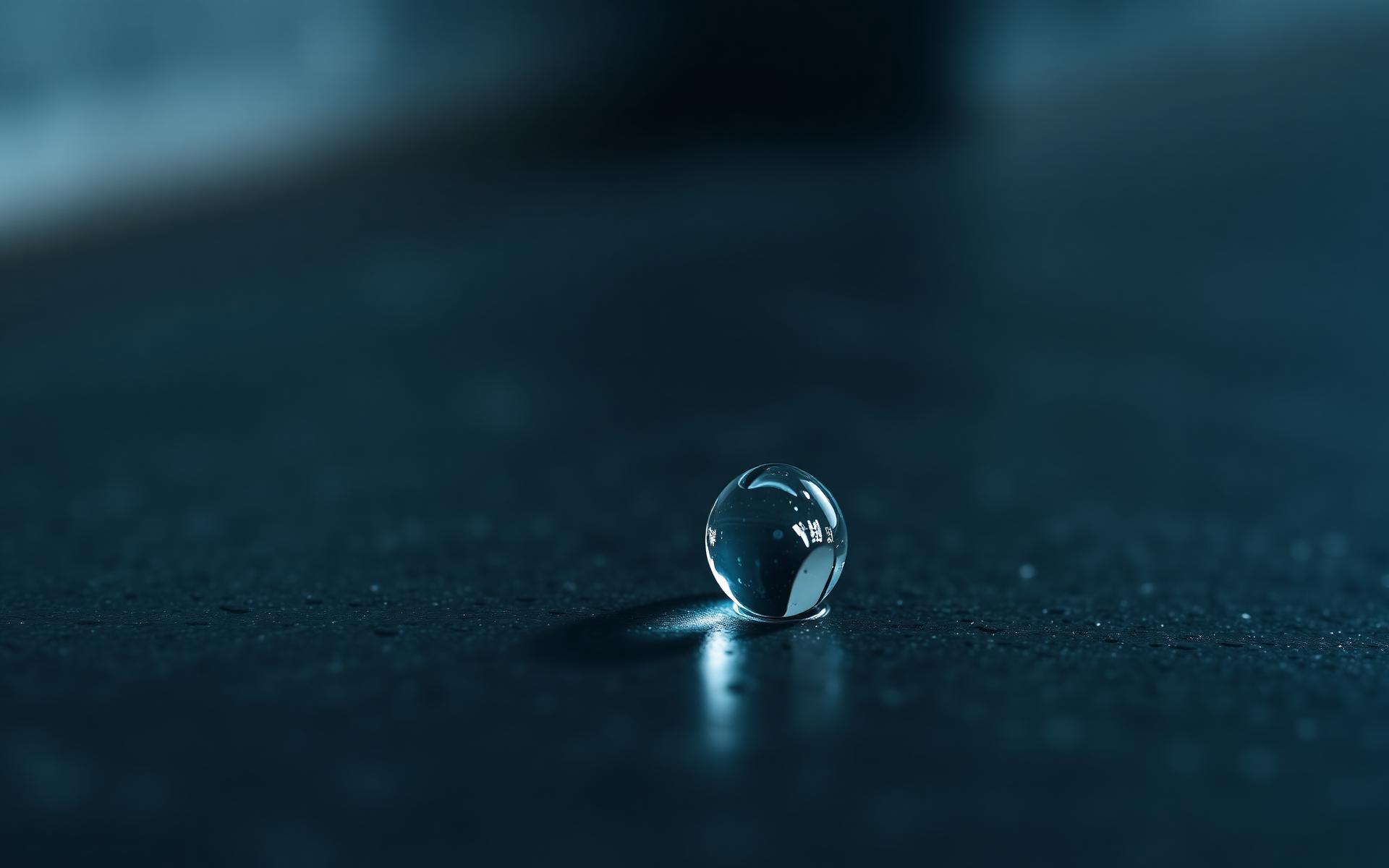 Gota de água sobre superfície escura